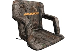 MUDDY Deluxe Stadium Bucket Chair - Rugged Durable Portable Versatile Outdoor Hunting Seat with Built-in Armrests & Cushioned Bench Seat with Padded Backrest | Attaches to 5 / 6 Gallon Bucket