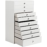 GUKA Large Jewelry Box, Jewelry Case with 10 Drawers for Big and Small Jewelry, Jewelry Storage Organizer for Watch Earrings Necklace Rings Bracelets, Birthday Wedding Gifts, White