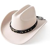 JOYEBUY Kids Western Cowboy Hat Felt Cowgirl Fedora Hat with Buckle Belt for Boys Girls