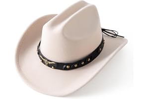 JOYEBUY Kids Western Cowboy Hat Felt Cowgirl Fedora Hat with Buckle Belt for Boys Girls