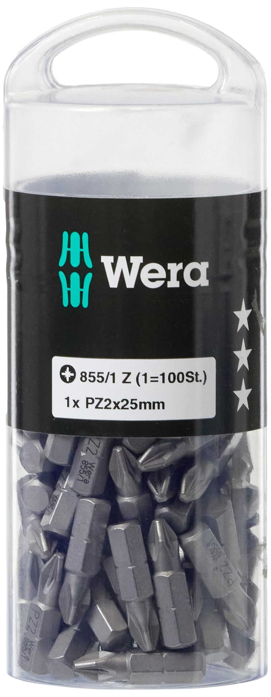 Wera 05072444001 855/1 Z PZ 2 DIY 100, Pozidriv bits, PZ 2 x 25 mm, 100 Pieces