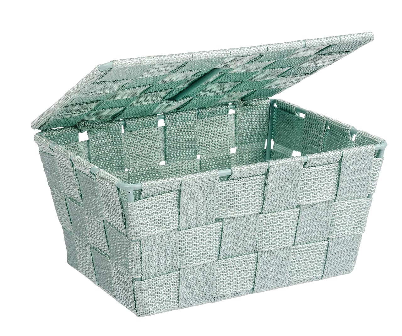 WENKO 22573100 Storage basket Adria with lid Mint - bathroom basket with lid, Polypropylene, 19 x 10 x 14 cm, Mint green