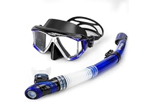 YIMSERK Snorkeling Gear for Adults, Anti-Fog 4-Window Snorkel Mask and Dry Top Snorkel Set, Adult Snorkel Set with Panoramic View, Soft Silicone, Mesh Bag for Scuba Diving, Swimming, Travel