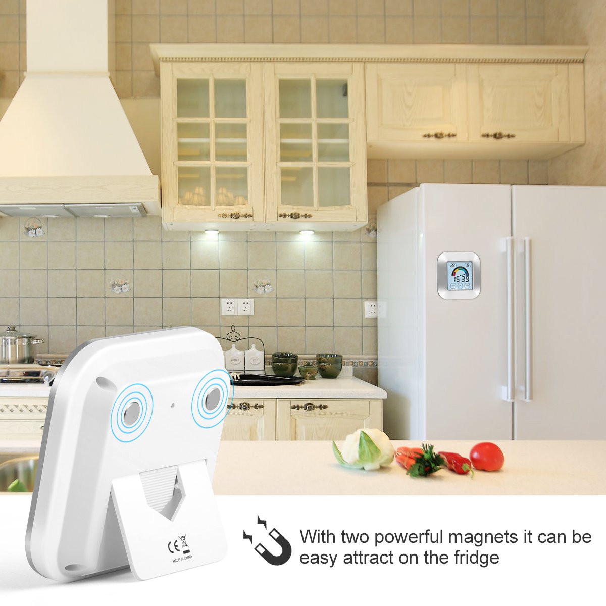 Indoor Hygrometer Thermometer,Digital Humidity Monitor with Temperature Gauge & Touch Screen Backlight Timer Electronic Alarm,Multifunctional Weather Station Monitor Sensor Room Thermometer for Home