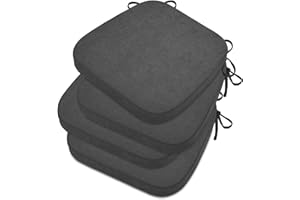 HAVARGO Chair Cushions for Dining Chairs with Supportive Foam [16.5x16.2 Inches] Kitchen Chair Pads Indoor Seat Cushions for Dining Chairs, 2" Thick Dining Room Chair Cushions Set of 4 Dark Grey
