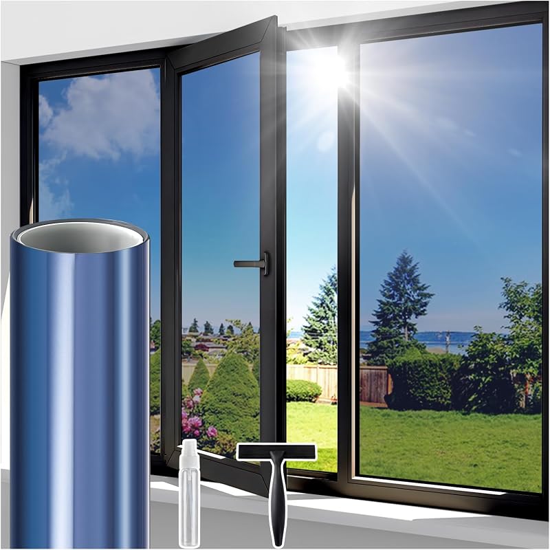 Lifetree One Way Window Film Privacy Heat Reflective Blue 200cm x 44.5cm