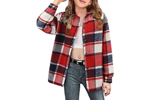 YOKLASS Girls Plaid Button Down Shirts Western Shirts Kids Long Sleeve Casual Collared Blouses 3-14Y