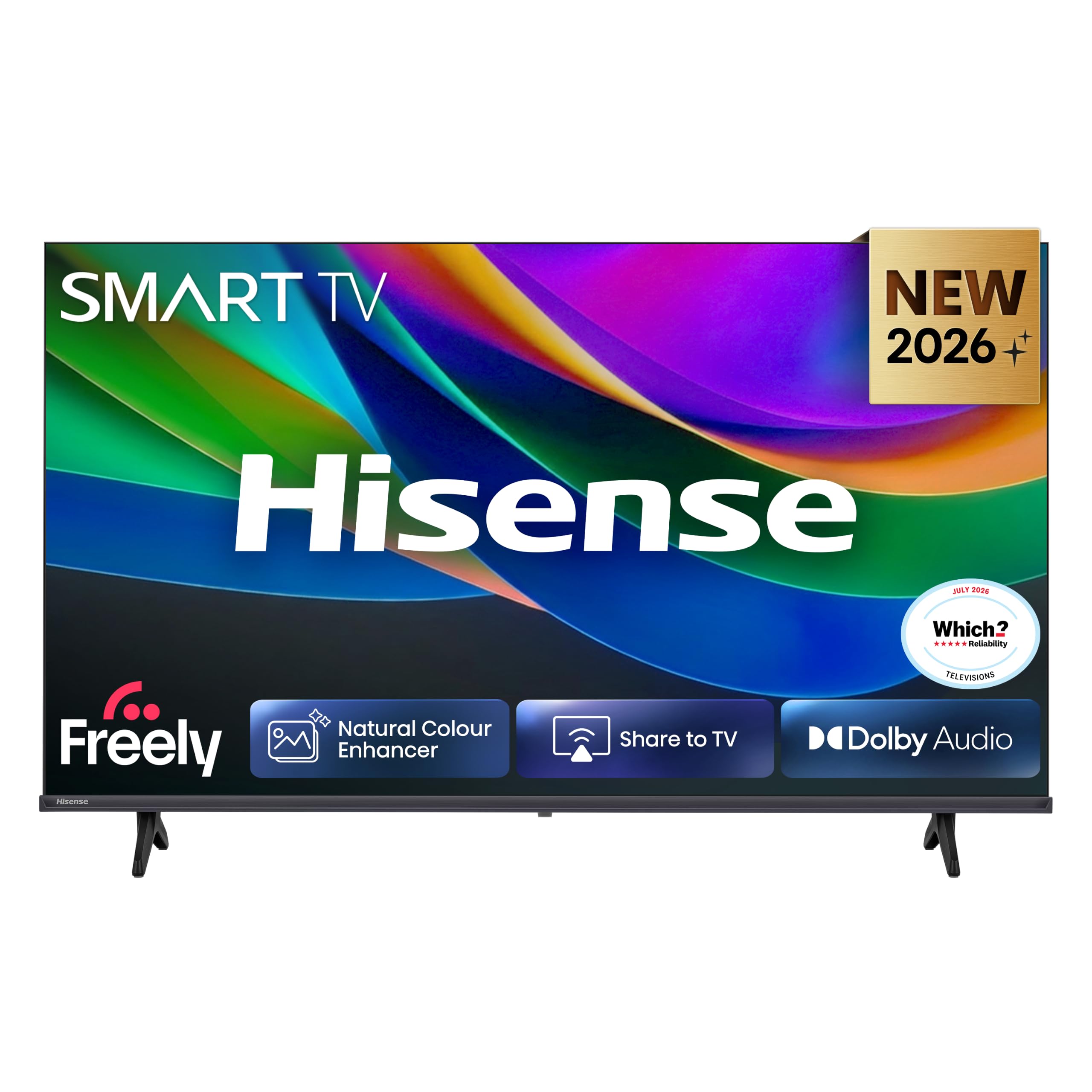 Hisense 32" 32E4STUK LED Full HD Smart TV with Freely, Netflix, Disney+ and YouTube - Natural Colour Enhancer, Dolby Audio, Share to TV, Noise Reduction, Game Mode, DTS Virtual: X, Smart Home Ready