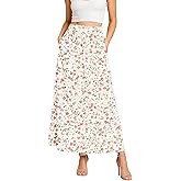 YSYOKOW Women's Flowy Maxi Skirts Elastic High Waisted Casual A-Line Long Skirt with Pockets 2026 Trendy