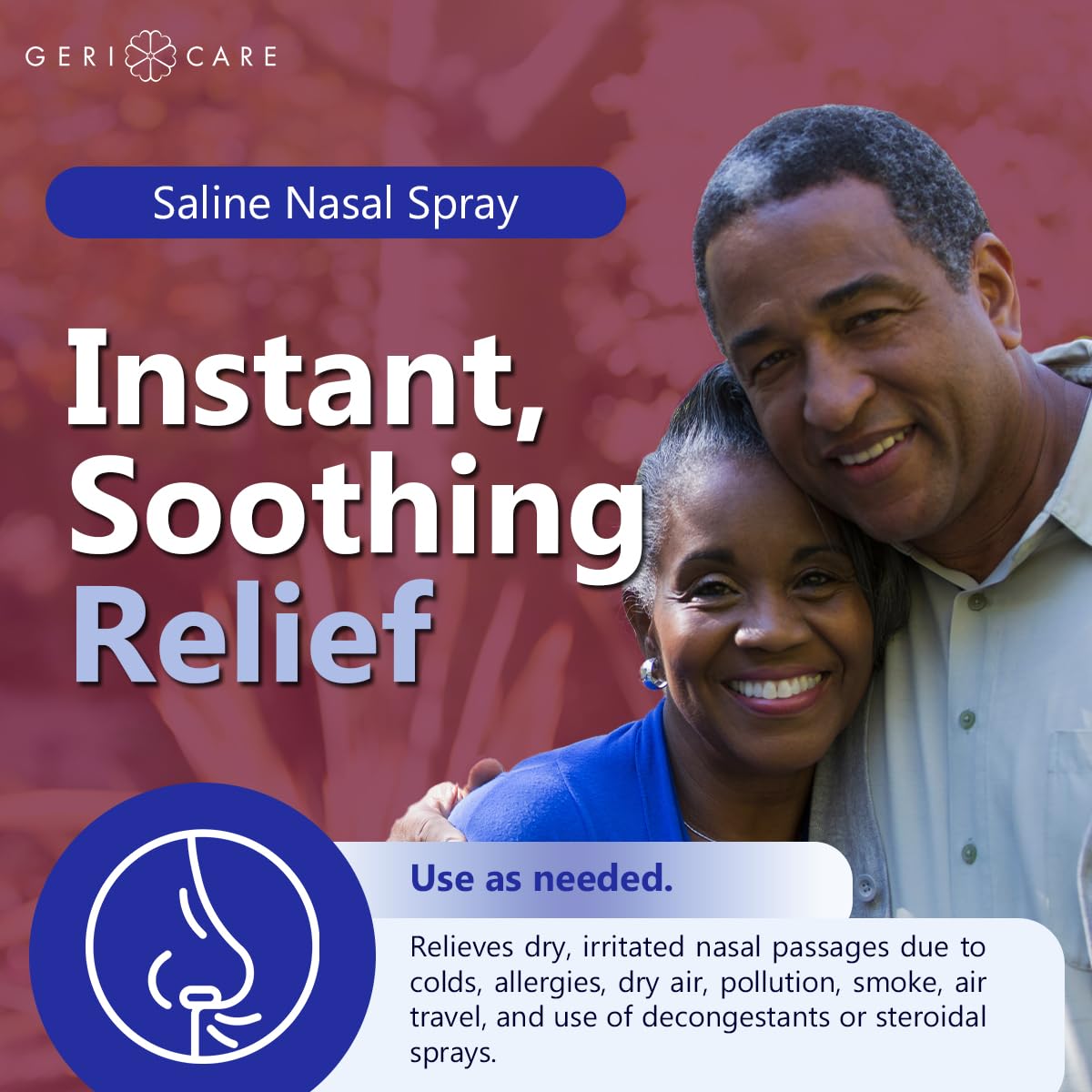 GeriCare Saline Nasal Spray 1.5 FL OZ Moisturizing Sodium Chloride 0.65% (Pack of 6)