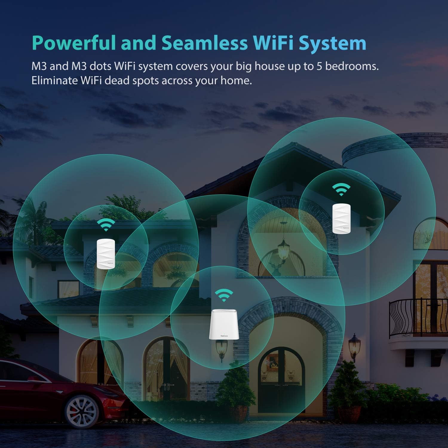 MeshForce M3 Dot Wall Plug WiFi Extender, Works with MeshForce M1 and