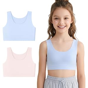 DRMYDRM Training Bras for Girls 6-12 Soft Teen Girls First Bra No Pads