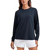 CRZ YOGA Pima Cotton Loose Long Sleeve Shirts for Women - Workout Yoga Casual Tops Crew Neck Loose Basic Soft Fall T-Shirt
