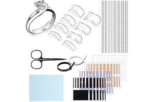 TUMPETY Ring Size Adjuster Kit for Women & Men Includes Invisible Spacer, Silicone Tightener, Fastener clasp, Measuring Tool