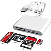 Memory Stick Pro Duo Adapter - XD Picture Card Reader for iPhone/USB C/A, 4 in 1 SD/TF/MS/XD Card Reader Adapter with Lightni