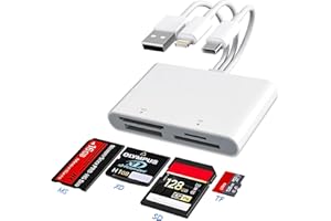 Memory Stick Pro Duo Adapter - XD Picture Card Reader for iPhone/USB C/A, 4 in 1 SD/TF/MS/XD Card Reader Adapter with Lightni