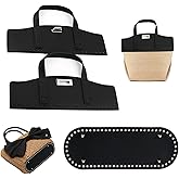PU Leather Backpack Making Kits,Handles/Bottom, Handmade Trendy Satchel Purse Making Supplies, DIY PU Leather Bag Knitting Set for Crochet Handbag Tote, Shoulder Bags (Black)