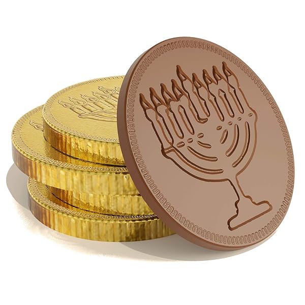 HANUKKAH CHOCOLATE GELT, NUT-FREE, BELGIAN MILK CHOCOLATE COINS, 1LB, OVER 70 COINS, KOSHER CHANUKAH GELT (1 POUND)