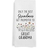 GWFSJYU Promoted to Great Grandma Gifts Kitchen Towels, Gifts for Great Grandma Dish Tea Towels, Grandmas Grandmother Gifts Baby Announcement Hand Towel for Kitchen Bathroom, 16x24 Inch