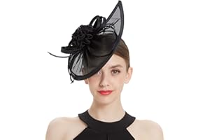 LATIMOON Fascinators Hat for Women Tea Party Headband Mini top Hats Cocktail Flower Mesh Feathers Hair Clip