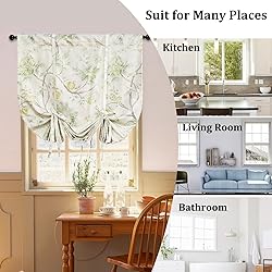 Leeva Green Tie Up Valances Curtains for