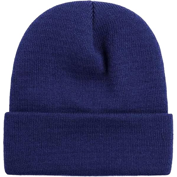 NAVY BLUE LONG BEANIE SKI CAP CAPS HAT HATS CUFFED at Amazon Men's