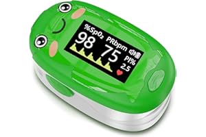Alecaremed Pulse Oximeter for Kids, Adorable Animal Children Oxygen Monitor Fingertip with 20 × Memory, 4 Color OLED Display Blood Oxygen Saturation Monitor with Alarm, Batteries and Lanyard