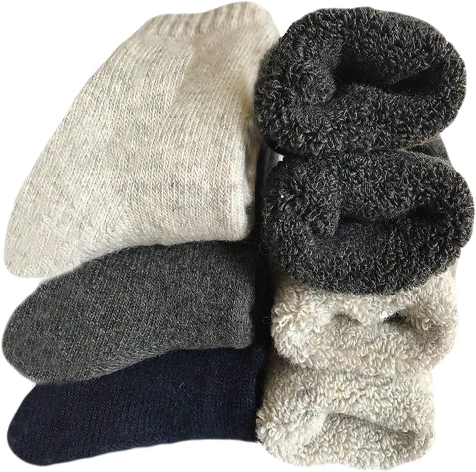 Mens Heavy Thick Wool Socks - Soft Warm Comfort Winter Crew Socks (Pack of 3/5),Multicolor,One Size 7-12