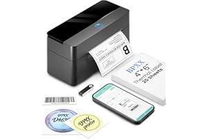 BPXX Bluetooth Thermal Label Printer,4x6 Shipping Label Printer for Small Business,with 203 DPI HD Resolution,Easy to Use,Compatible with iOS,Android,Windows,Mac,Amazon,Ebay,Shopify,USPS,Etsy,Black