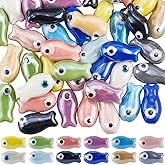 SUNNYCLUE 1 Box 48Pcs 12 Colors Ceramic Beads Tropical Fish Beads Ocean Sea Marine Bright Glazed Colorful Cute Porcelain Spacers for Jewelry Making Supplies DIY Craft Necklace Bracelet Women Adults