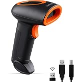 Helett&reg; HT20 Wireless 2.4GHz 2D &amp; 1D Barcode Scanner (QR Code &amp; Barcode) Wired &amp; Wireless(Rechargeable) Connectivity | Induction Scanning with Built-in Illumination Light |Strong ABS(Black)