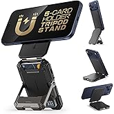 SUPCASE for MagSafe Wallet with Stand, Magnetic Wallet for Men, [Hold 5 Cards] [Adjustable Stand] [RFID Blocking] Phone Credit Card Holder Tripod for iPhone 17/16/15/14/13/12 Series, Black