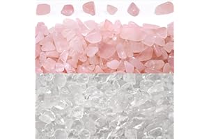 ideayard Rose Quartz Chips 2 lb, Natural Rose Quartz Crystal Irregular Tumbled Chips Healing Stones Home Garden Decoration Gravel…