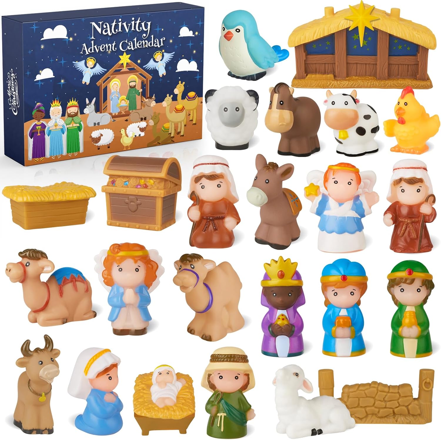 Advent Calendars - Nativity Advent Calendar 2023 Kids, Christmas Story Nativity Playset Christian Religious Advent Calendar for Toddlers, Kids, Boys, Girls, 25pcs Nativity Scene Set Toys for Children Ages 1 2 3 4 5 6+