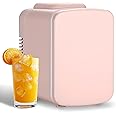 Simple Deluxe 4-Liter/6 Can Mini Fridge Portable Cooler & Warmer Compact Refrigerator for Skincare, Cosmetics, Beverage, Food, 4L, Pink