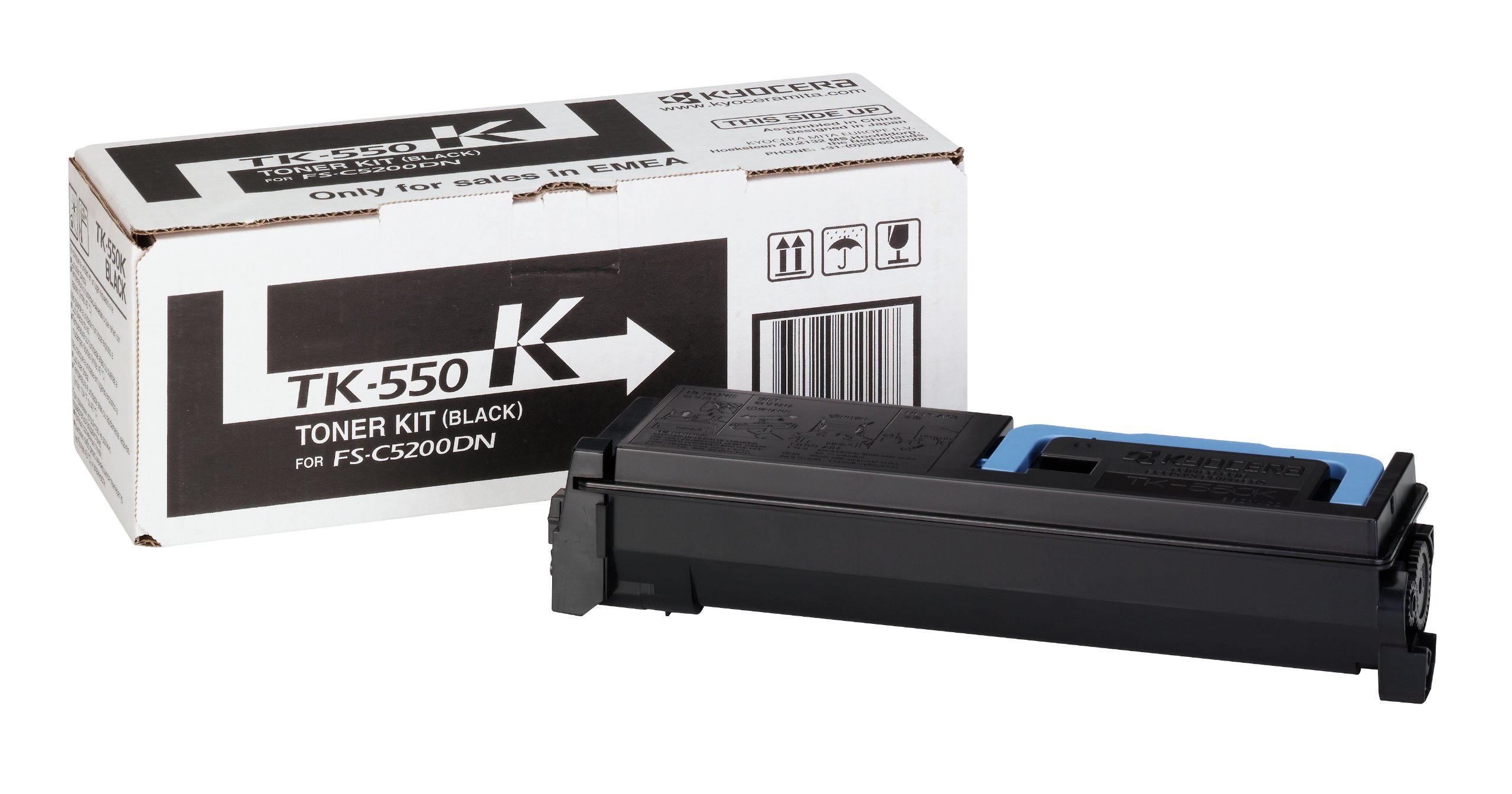 Kyocera TK-550K Toner Black, 7,000 Pages, Original Premium Printer Cartridge 1T02HM0EU0 for ECOSYS FS-C5200DN