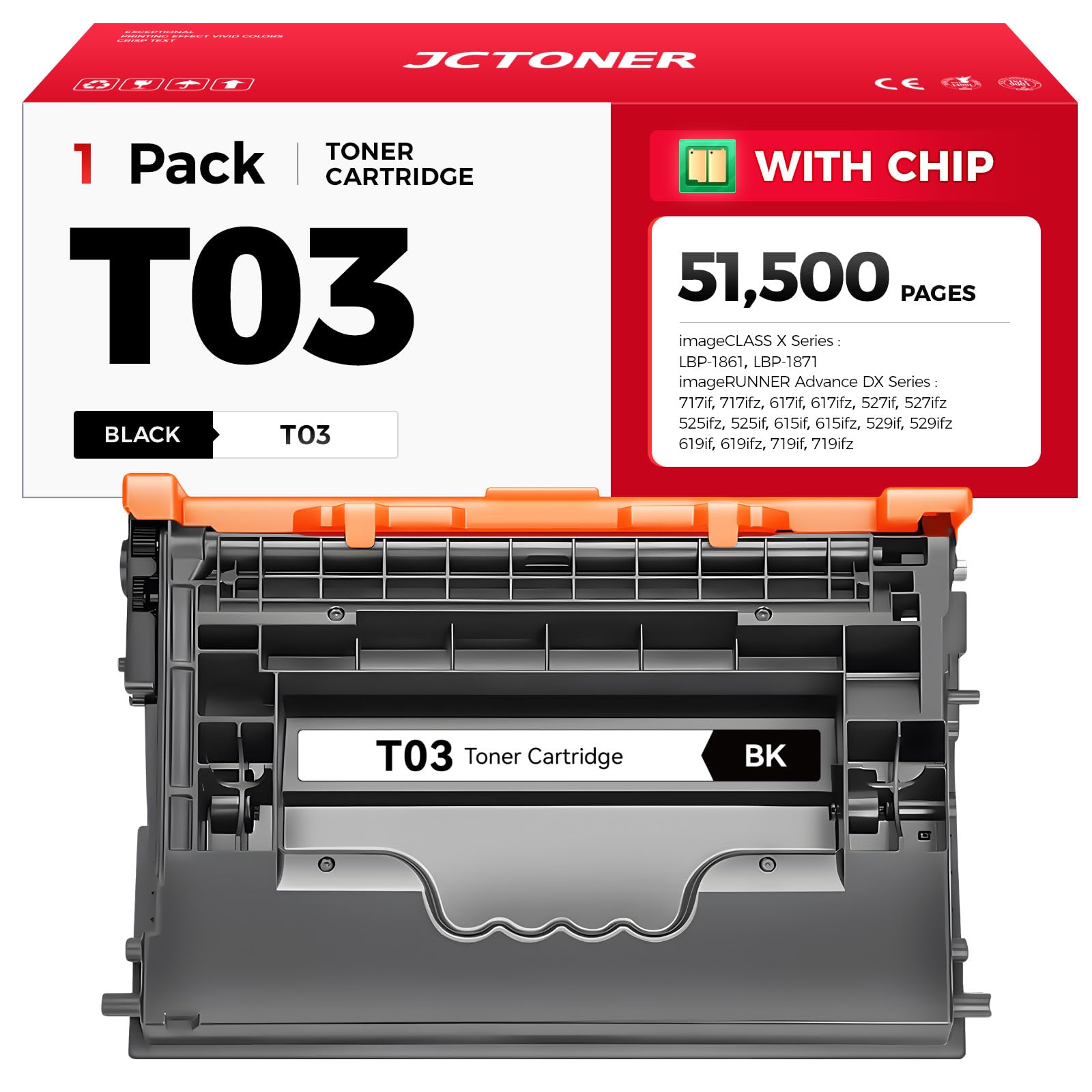 Photo 1 of T03 Black Toner Cartridge?1-Pack with chip? Compatible for Canon T03 2725C001AA Toner imageRunner Advance 525iF 615iF 715iF 525iFZ 615iFZ 715iFZ DX 527iF 527iFZ 617iF 617iFZ 717iF 717iFZ Printer Ink
