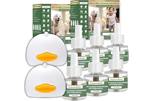 Dog Pheromone Diffuser Kit, Pet Diffuser Set (2 Plug-in + 6 Packs 48ml Refill) for Stress Support, Helps Reduce Barking, Aggr