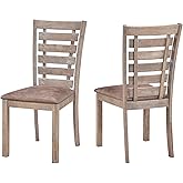 WOODHOMER 18-Inch Farmhouse Dining Chairs, Set of 2 – Solid Wood, Rustic Distressed Finish, Upholstered Seat, High Back, Comf