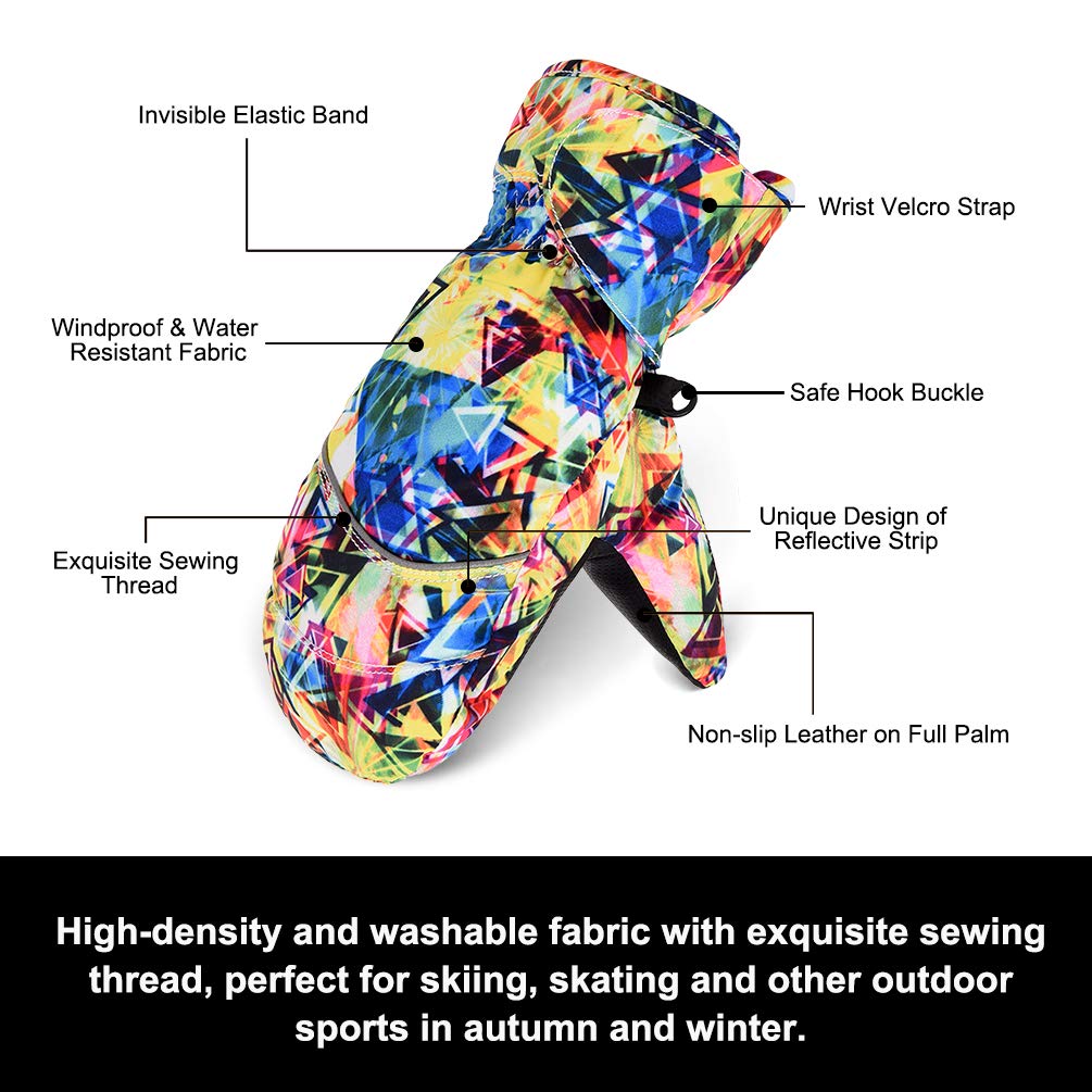 VBG VBIGER Kids Winter Mittens Baby Boys Girls Warm Ski Snow Mittens Camo Print Windproof Cold Weather Gloves for Child 2-7 Years (Small, Camo Color 1)
