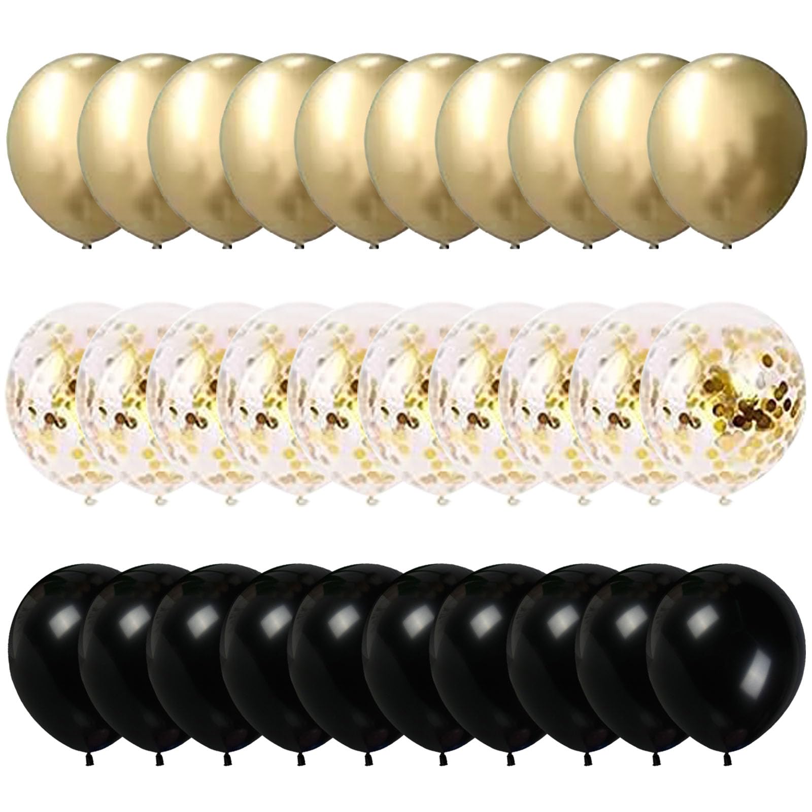 60Pcs 12 Inch Gold & Black Balloon Set - Metallic Golden & Black Balloon Arch Kit Latex Helium Balloons for Wedding Anniversary Engagement Baby Shower Birthday Party Eid Mubarak Graduation Decorations