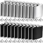 20 Pieces 6 oz Stainless Steel Flask with Funnel Hip Flask for Liquor Leak Proof Camping Drinking Pocket Flasks Black and Silver Flask Set for Men Groomsmen Bridal Women Wedding Party Supplies