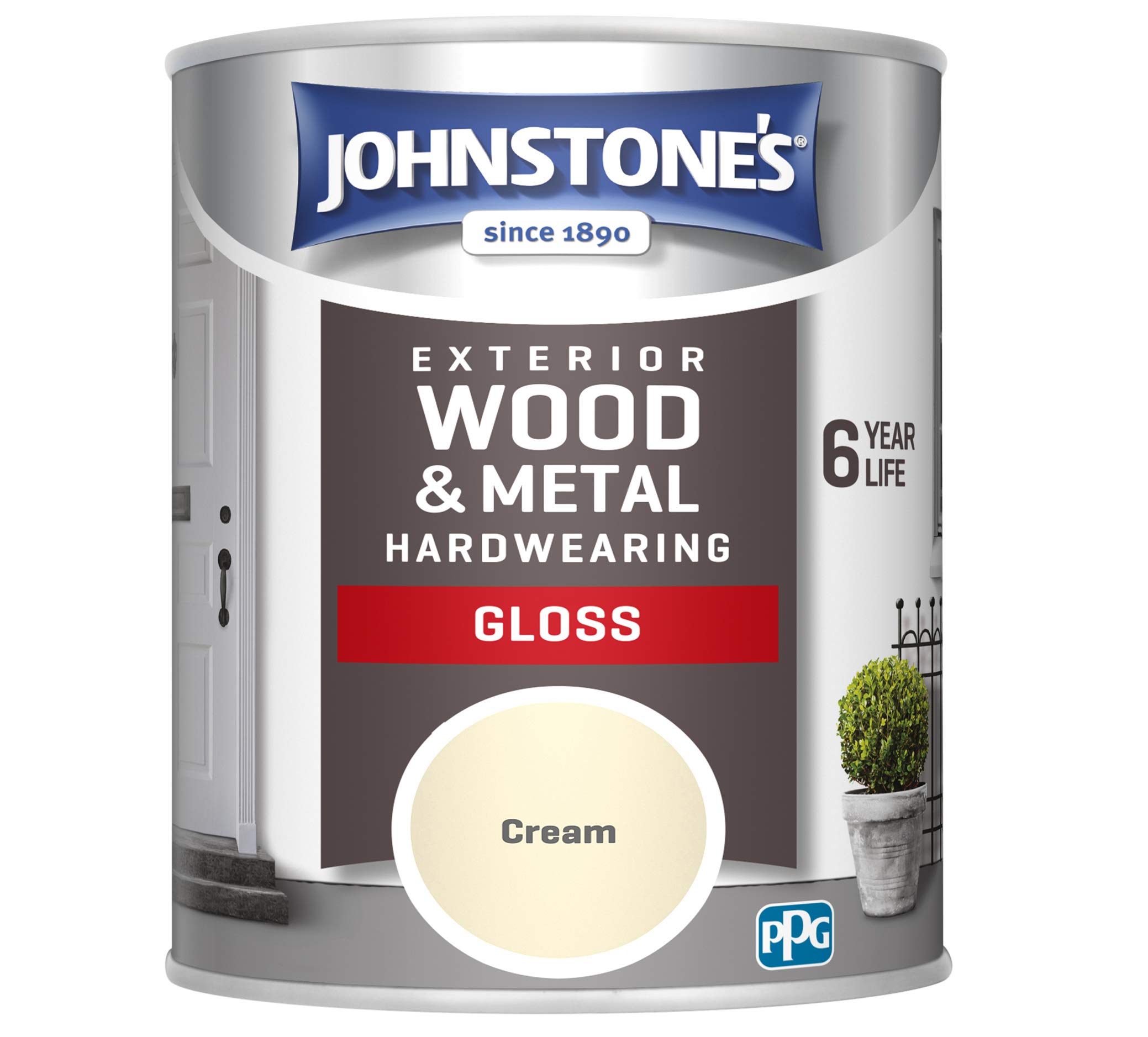 Johnstone's Exterior Wood and Metal Hardwearing Gloss, Cream, 750ml