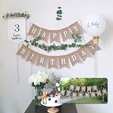 TakFree Happy Birthday Burlap Bunting 6.6 Ft Linen Garland Swallowtail view 6