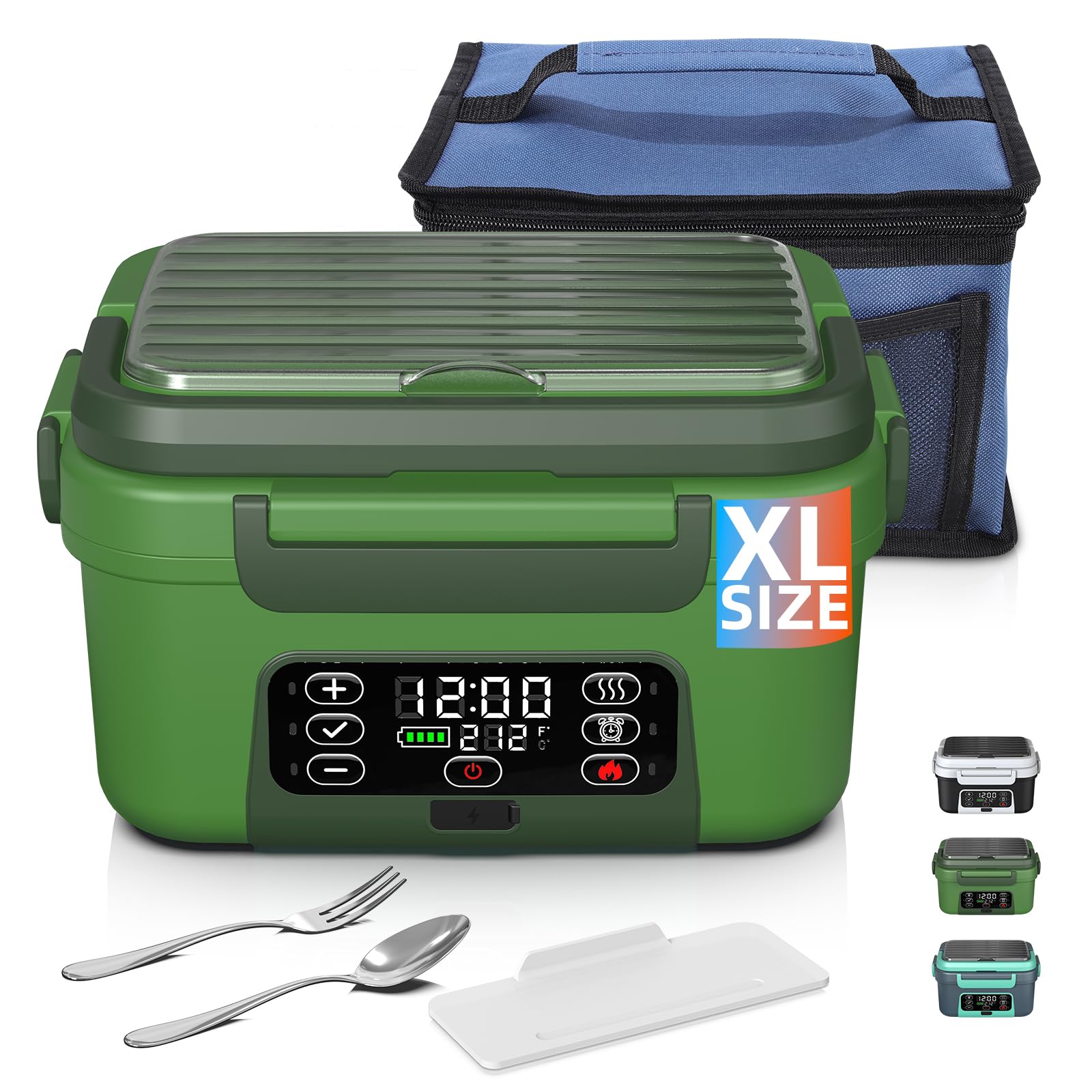 Photo 1 of Omboos Cordless Electric Heated Lunch Box, XL 6.3Cups 20000mAh Rechargeable Food Warmer Lunch Box with Self Heating, Smart Timer, Adjustable Temperature, Leakproof, BPA Free, Removable Tray Divider