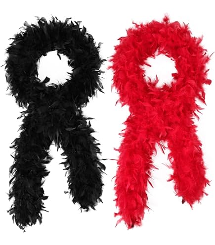 Boa En Plumes De Dinde Noir Et Or – 2 Mètres, 40 G – Décor De Fête, Mariage, Carnaval, Concert – Accessoire Chic Et Duveteux – Facile à Gonfler – Idéal Pour Costumes Et Photos
