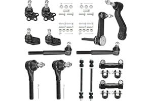 BRTEC 2WD Front Upper & Lower Ball Joints + Sway Bars + Tie Rods Suspension Kit 2000 2001 for Dodge Ram 1500 Suspension Kit - 14pc Set