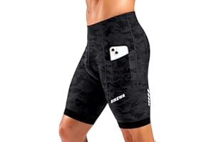 Bikewa Men's Cycling Shorts 7" 4D Padded Bike Shorts for Men Road Biking Bicycle Riding Cycle Biker Phone Pockets