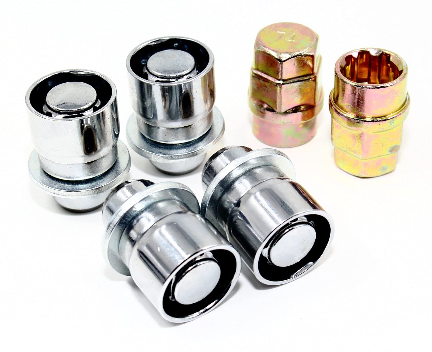 Photo 1 of Set of 4 12x1.5 Veritek OE 1.47 Inch Mag Factory Style Replacement Chrome Lug Nut Wheel Locks with 2 Zinc Keys for Factory Wheels VPE-45700N2CH