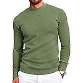 Runcati Mens Mock Turtleneck Pullover Slim Fit Casual Basic Thermal Knit Sweater Lightweight Long Sleeve Pullover Tee